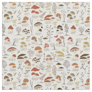 Whimsical Woodland Mushrooms Pattern Fabric