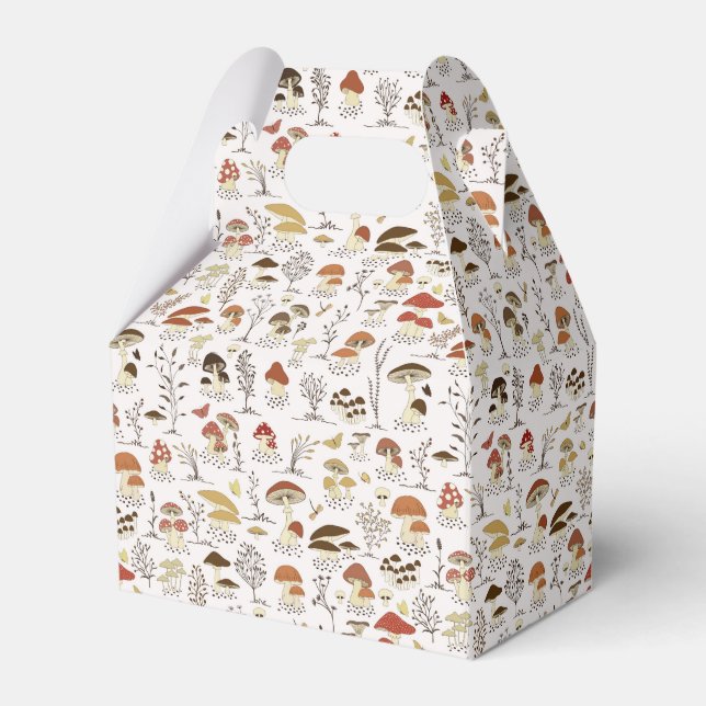 Whimsical Woodland Mushrooms Pattern Favor Boxes (Front Side)