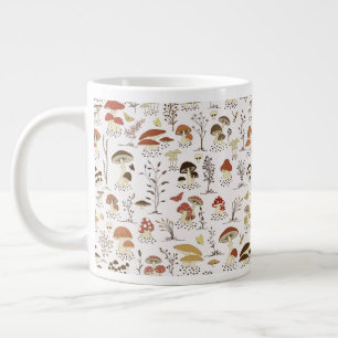 Whimsical Woodland Mushrooms Pattern Giant Coffee Mug