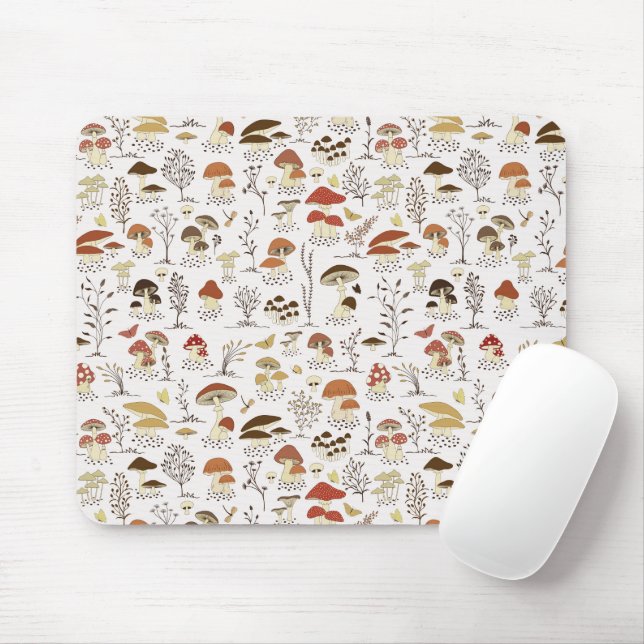 Whimsical Woodland Mushrooms Pattern Mouse Pad (With Mouse)