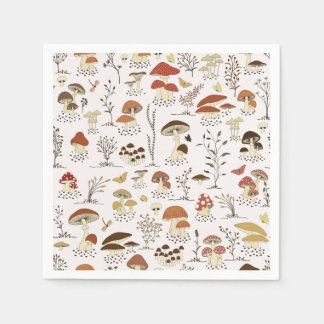 Whimsical Woodland Mushrooms Pattern Napkins