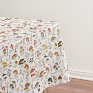Whimsical Woodland Mushrooms Pattern Tablecloth