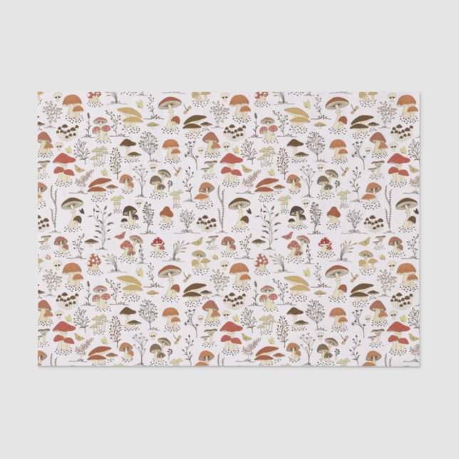 Whimsical Woodland Mushrooms Pattern Tissue Paper (Front)