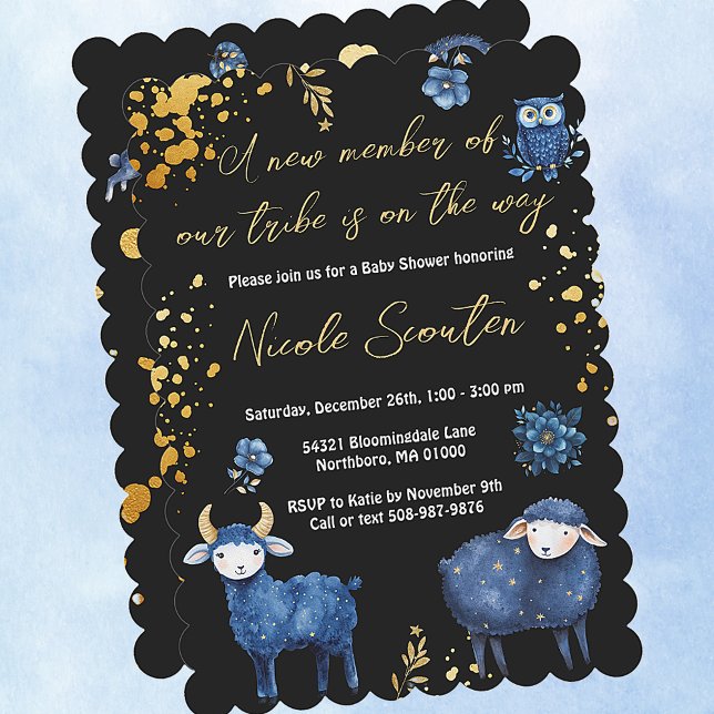 Whimsical Woodland Night: A Baby is on the Way Invitation (Adorable dreamy celestial woodland animals baby shower personalized baby shower invitations)