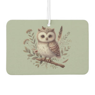 Whimsical Woodland Owl Botanical Illustration Air Freshener