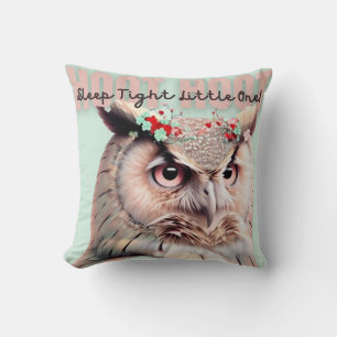 Whimsical Woodland Owl Sleep Tight Nursery Throw Pillow