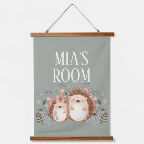Whimsical Woodland Personalized Hedgehog Hanging Tapestry