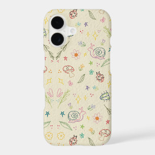 Whimsical Woodland Snail Mushroom Doodles Phone Ca iPhone 17 Case