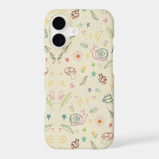 Whimsical Woodland Snail Mushroom Doodles Phone Ca iPhone 17 Case