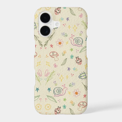 Whimsical Woodland Snail Mushroom Doodles Phone Ca iPhone 17 Case