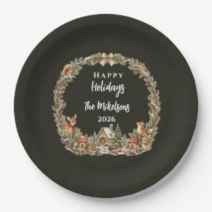 Whimsical Woodland Storybook Christmas Paper Plates