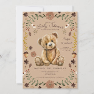 Whimsical Woodland Teddy Bear Baby Shower Invitation