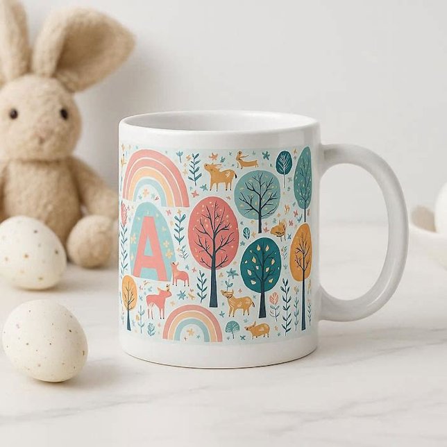 Whimsical Woodland Trees Easter Spring Rainbow Art Giant Coffee Mug (Whimsical Woodland Trees Easter Spring Rainbow Art Giant Coffee Mug)