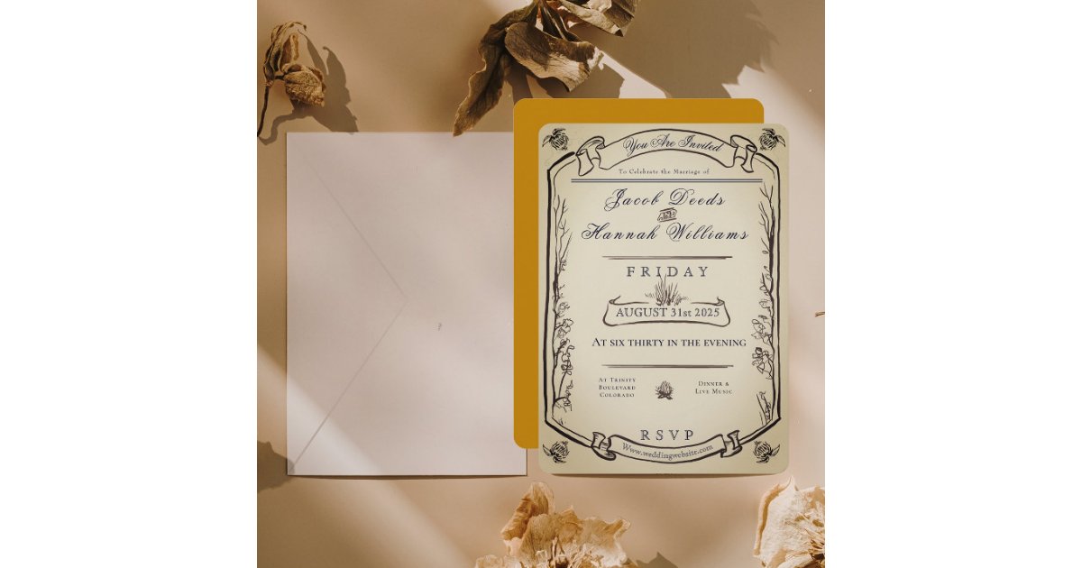 Whimsical Woodland Vintage Styl Wedding Invitation