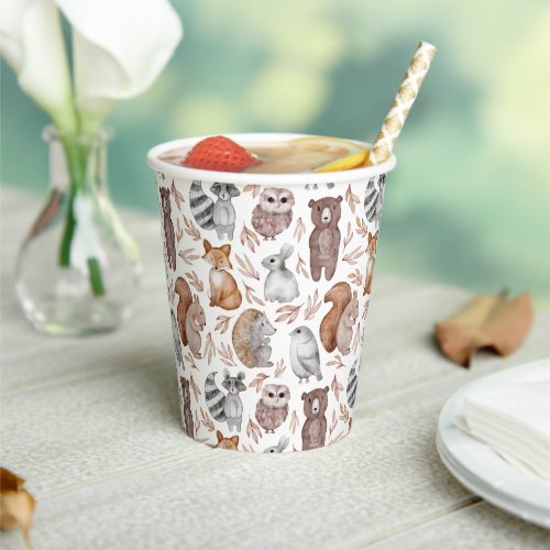 Whimsical Woodland Watercolor Animals Party Paper Cups