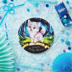 Whimsical Woodland Wolf Baby Shower Paper Plates