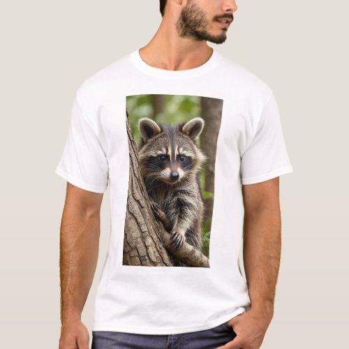 Whimsical Woodland Wonders Baby Raccoon Edition T_Shirt