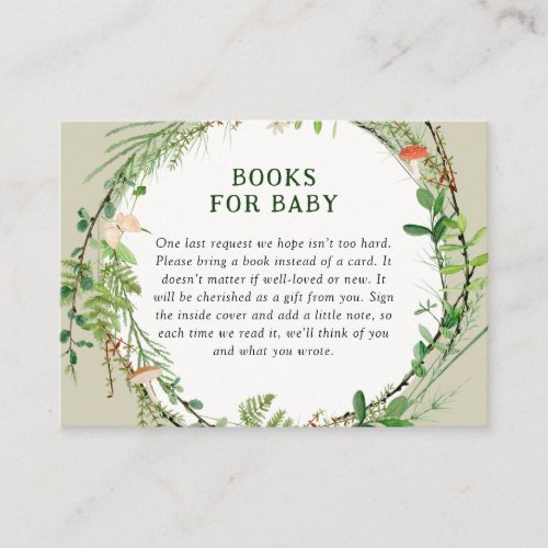 Whimsical Woodland Wreath Books For Baby Enclosure Card