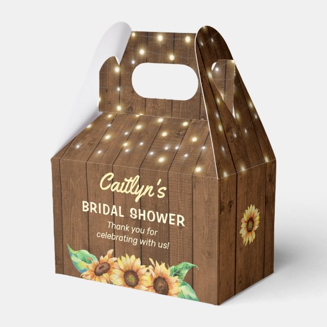 Whimsical Woods Fireflies Sunflower Bridal Shower Favor Boxes (Front Side)