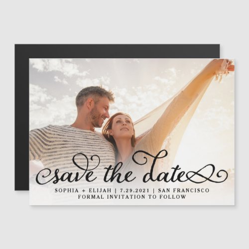 Whimsical Words  Black Script Photo Save The Date Magnetic Invitation