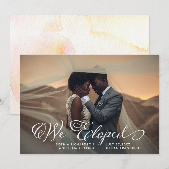 Whimsical Words | We Eloped Photo Announcement (Front/Back)