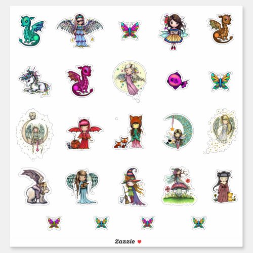 Whimsical World Characters Stickers Fantasy Art