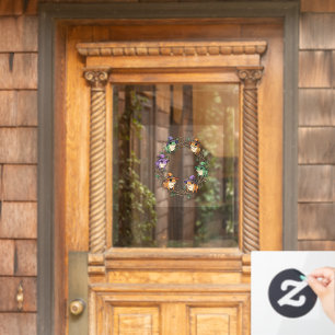 Whimsical Wreath Adorned With Witchy Toads Window Cling