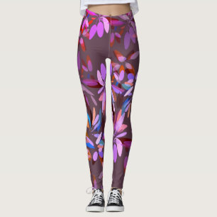 Whimsical Y2K Aesthetic Pink and Purple Floral Leggings