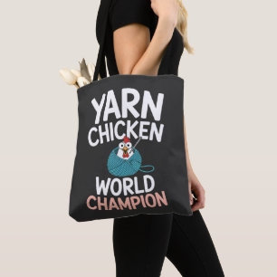 Whimsical Yarn Chicken Crochet Champion Project Tote Bag