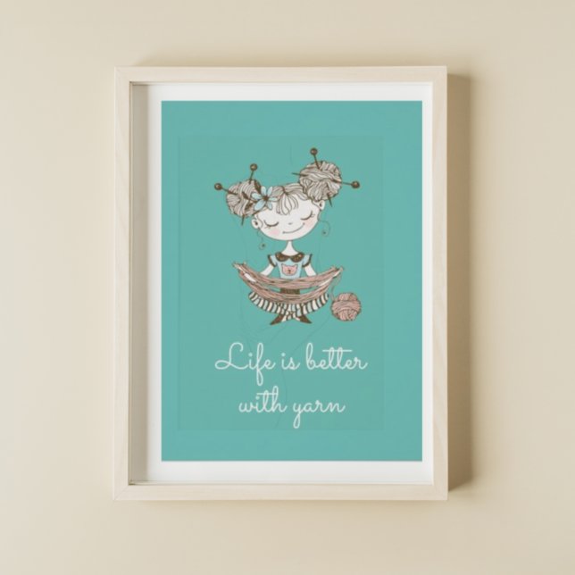 Whimsical Yarn Lover Girl Poster (Creator Uploaded)