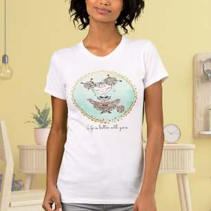 Whimsical Yarn Lover Girl  T-Shirt