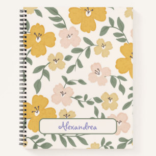 Whimsical Yellow and pink hibiscus pattern Notebook