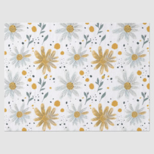 Whimsical Yellow and White Floral Pattern Tissue Paper