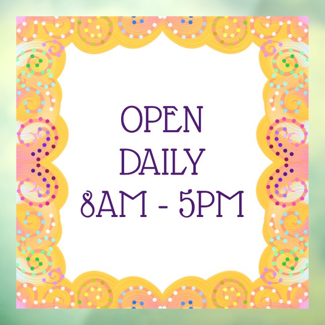 Whimsical Yellow Border Window Cling (Sheet 3)