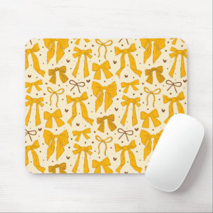 Whimsical Yellow Bows Pattern Mouse Pad