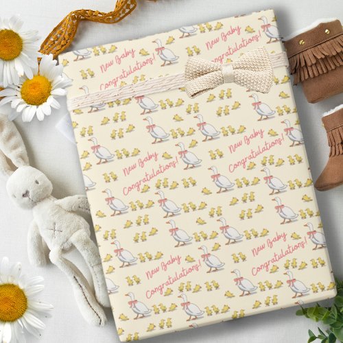 Whimsical Yellow Ducky New Baby Celebration  Wrapping Paper