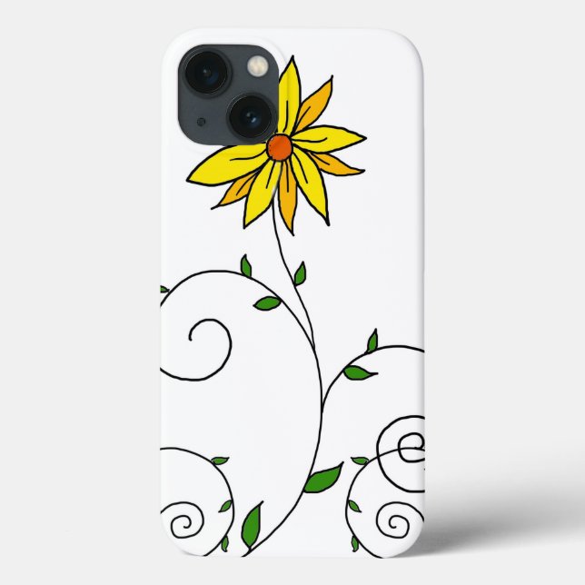 Whimsical Yellow Flower Doodle Art Case-Mate iPhone Case (Back)