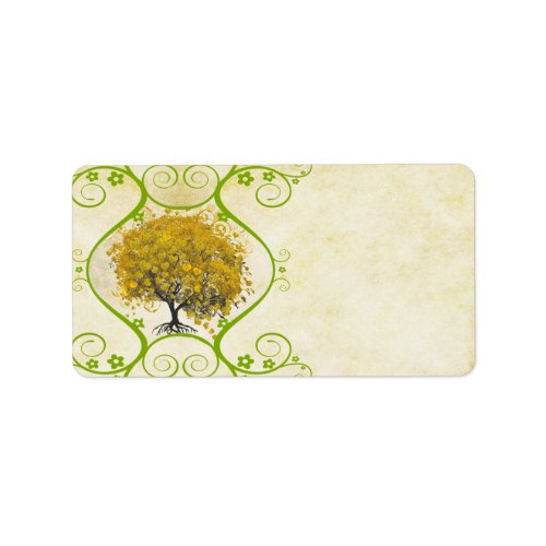 Whimsical Yellow Golden Rod Heart Leafed Tree Label