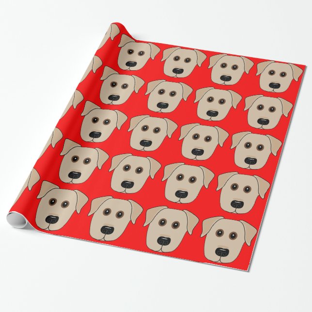 Whimsical Yellow Lab Wrapping Paper (Unrolled)