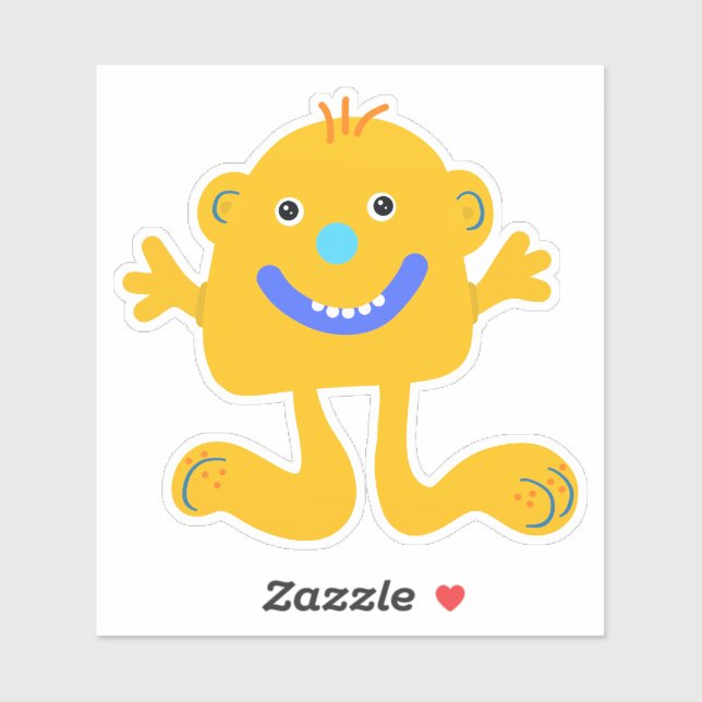 Whimsical Yellow Monster 4 x 4 Sticker (Sheet)