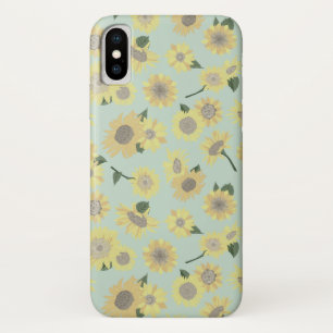 Whimsical Yellow Orange Teal Painted Sunflower iPhone X Case