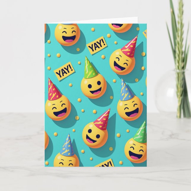 Whimsical Yellow Smiles Card (Front)