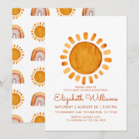 Whimsical Yellow Watercolor Sunshine Baby Shower