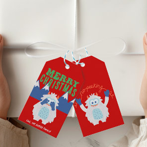 Whimsical Yeti Kids Christmas No Peeking Gift Tags