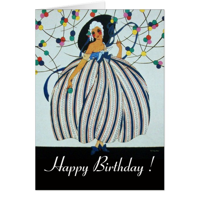 WHIMSICAL YOUNG GIRL / Happy Birthday Card