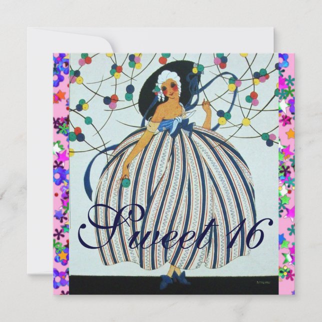 WHIMSICAL YOUNG GIRL SWEET 16 BIRTHDAY PARTY INVITATION (Front)