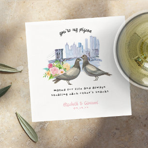 Whimsical You're My Pigeon Wedding Napkins