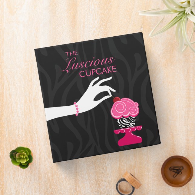 Whimsical Zebra Cupcake Bakery 1.5 Inch Binder (In Situ)
