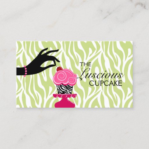 Customizable Whimsical Zebra Cupcake Bakery Business Cards
