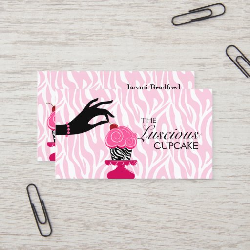 Customizable Whimsical Zebra Cupcake Bakery Business Cards